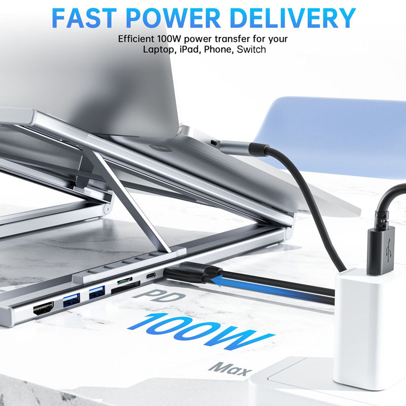 💻 💥50% RABATT! ⚡ 2-in-1 USB-C Dockingstation & Laptopständer – 8 Ports, 4K HDMI & Höhenverstellbar für Mehr Produktivität 🖥️