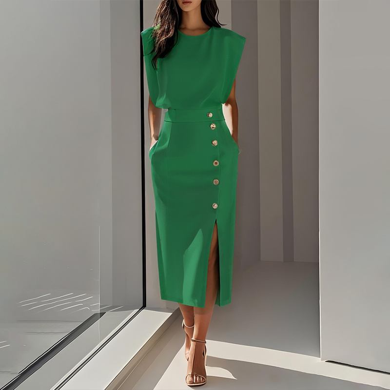 👗 LIMITIERTES ANGEBOT: 50% RABATT! ✨ Midikleid mit Schlitz für Damen – Schmeichelnde Passform, Weicher Stoff & Vielseitig 💃