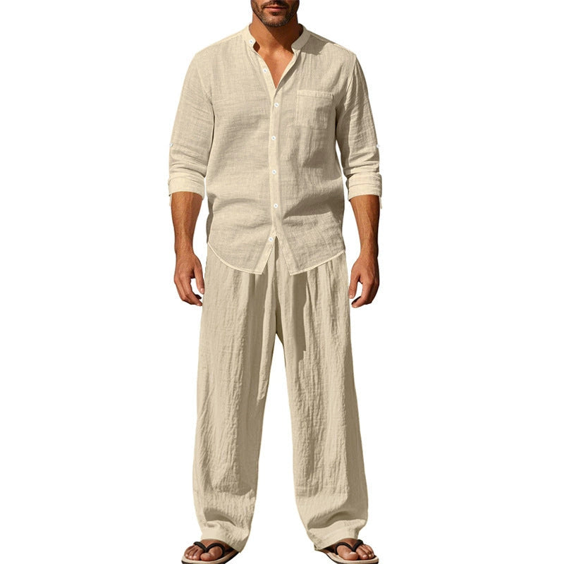 👔⏰ ZEITLICH BEGRENZTES SPECIAL – 50% RABATT! Herren Casual Atmungsaktives Hemd und Hose Set – Lässig, bequem & perfekt für Arbeit & Alltag 🍂