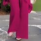Damen-Zweiteiler: Charmantes asymmetrisches Top & Hose mit weitem Bein