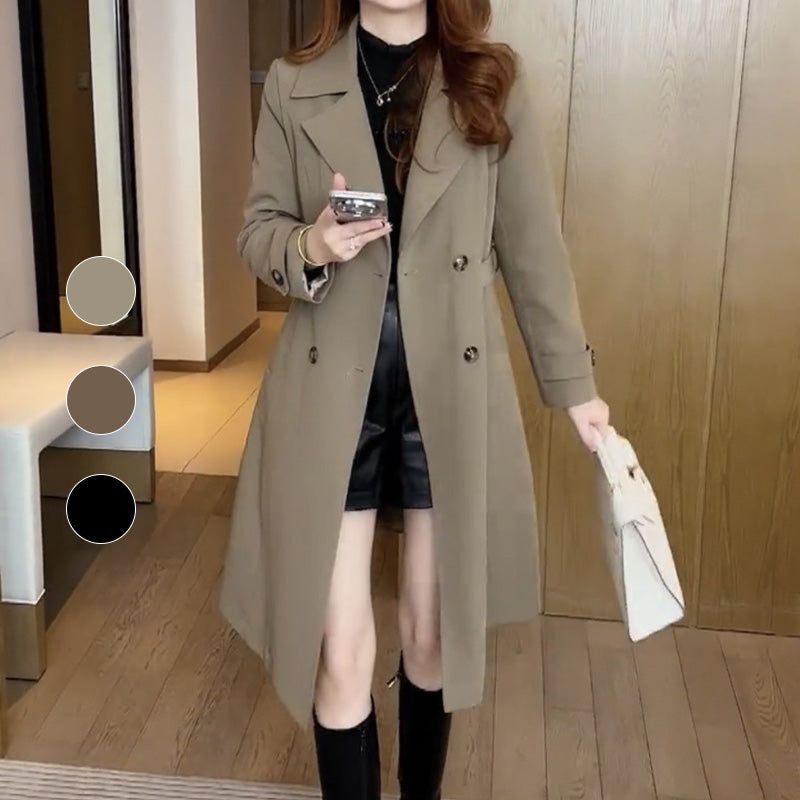 🧥🍂2025 Herbst Neuheit Fleecegefütterter, verdickter, mittellanger Damen-Trenchcoat