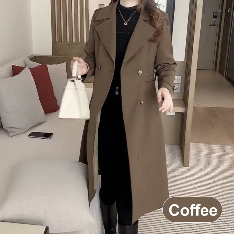 🧥🍂2025 Herbst Neuheit Fleecegefütterter, verdickter, mittellanger Damen-Trenchcoat