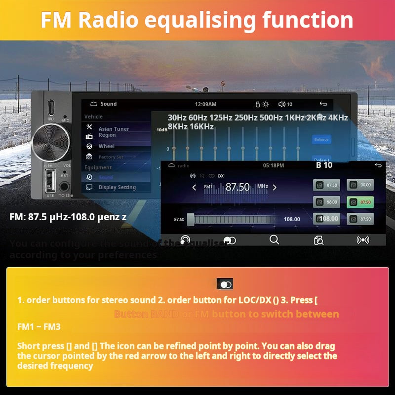 6,36-Zoll-Smart-Touchscreen (kabellos) | Bluetooth | Sprachsteuerung | HD-Multimedia-Bildschirm