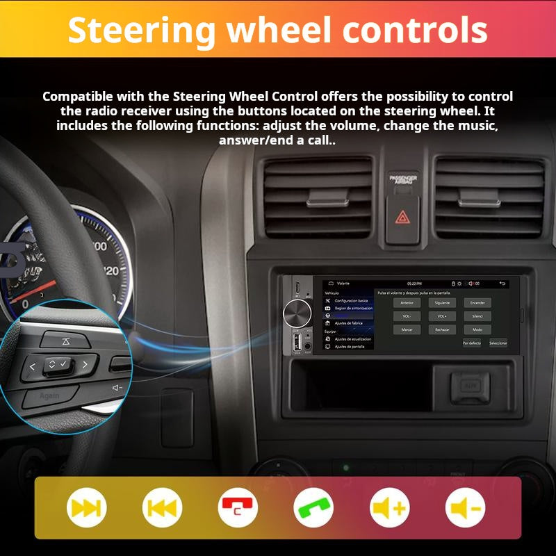 6,36-Zoll-Smart-Touchscreen (kabellos) | Bluetooth | Sprachsteuerung | HD-Multimedia-Bildschirm