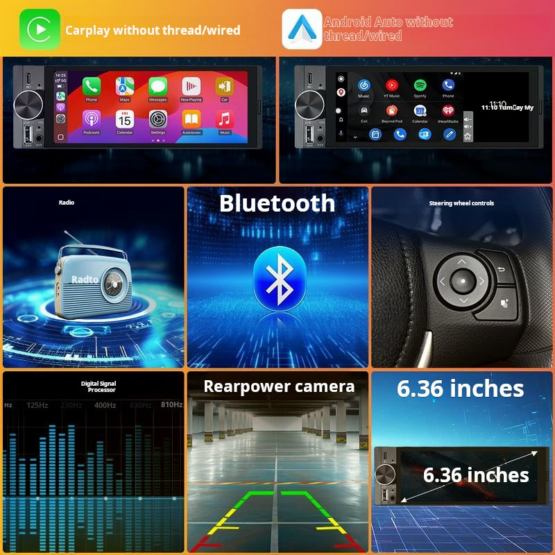 6,36-Zoll-Smart-Touchscreen (kabellos) | Bluetooth | Sprachsteuerung | HD-Multimedia-Bildschirm