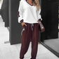 Farbblock-Pullover mit Kapuze und Jogginghose im Set