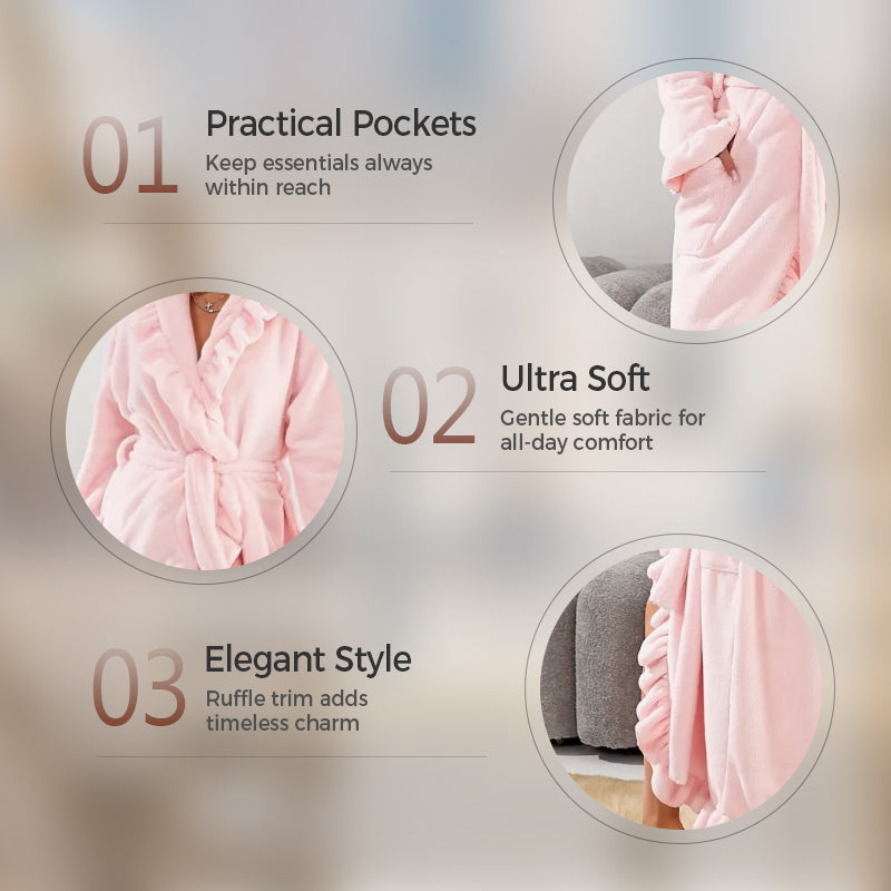 50 % Rabatt, nur bis zu diesem Wochenende!🧖♀️ Luxuriös weicher Bademantel – ultraweicher Stoff, elegante Rüschen und Komfort für jeden Tag