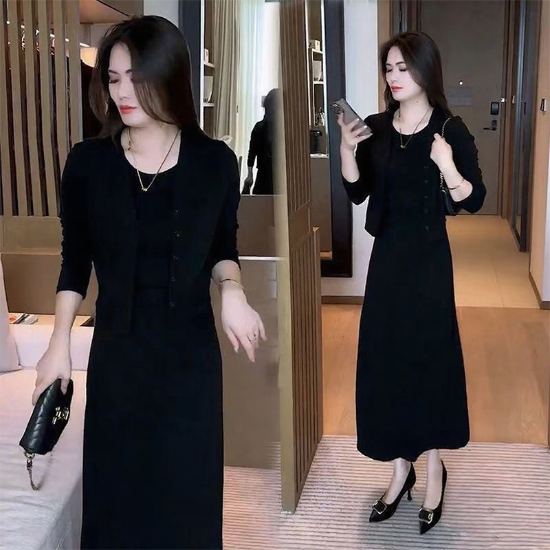 Damen 3-teiliger Strick-Set – Cardigan, Tanktop und Rock