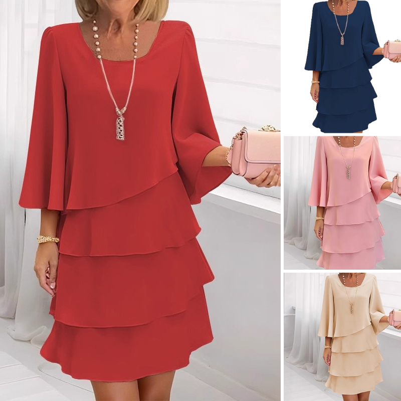 🎁 50 % Rabatt! Elegantes, mehrlagiges Rüschenkleid für Damen – Müheloser Stil für jeden Anlass 💃
