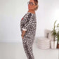 Damen-Zweiteiler mit Leopardenmuster (Sweater und Hose)