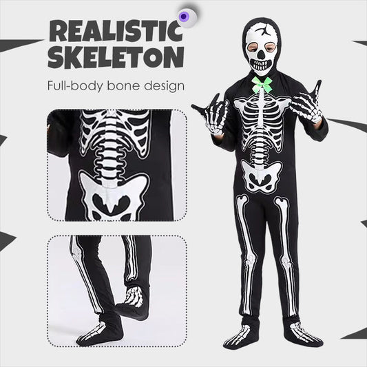 Im Dunkeln leuchtendes Skelettkostüm für Halloween