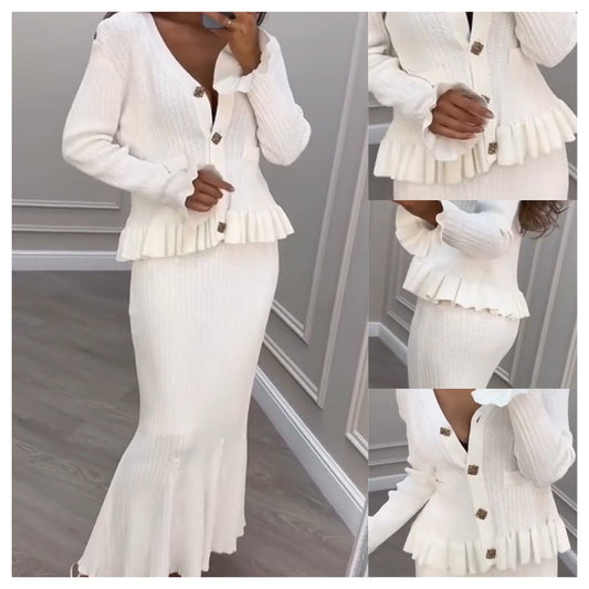 Strick-Zweiteiler: Figurbetontes Top & Fishtail-Bodycon-Rock