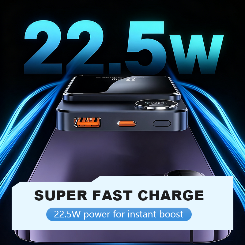 🔋Professionelles magnetisches Ladegerät für Reisende und Profis | 22,5 W kabelgebunden & 15 W kabellos | 10.000 mAh | Schnelle Lieferung