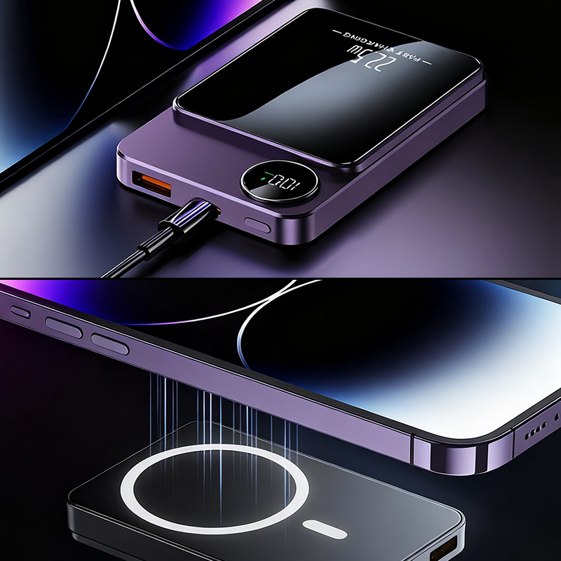 🔋Professionelles magnetisches Ladegerät für Reisende und Profis | 22,5 W kabelgebunden & 15 W kabellos | 10.000 mAh | Schnelle Lieferung