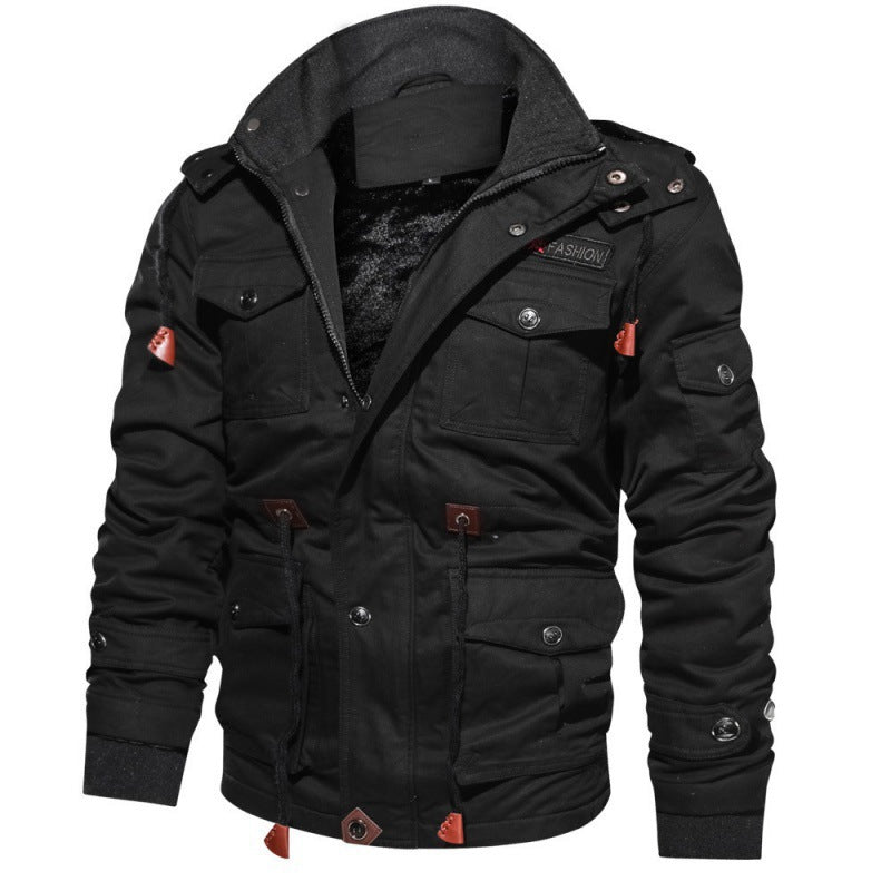 [Das perfekte Geschenk] Herren-Winterjacke aus Baumwolle mit Kordelzug im Military-Stil – Komfort und Stil vereint