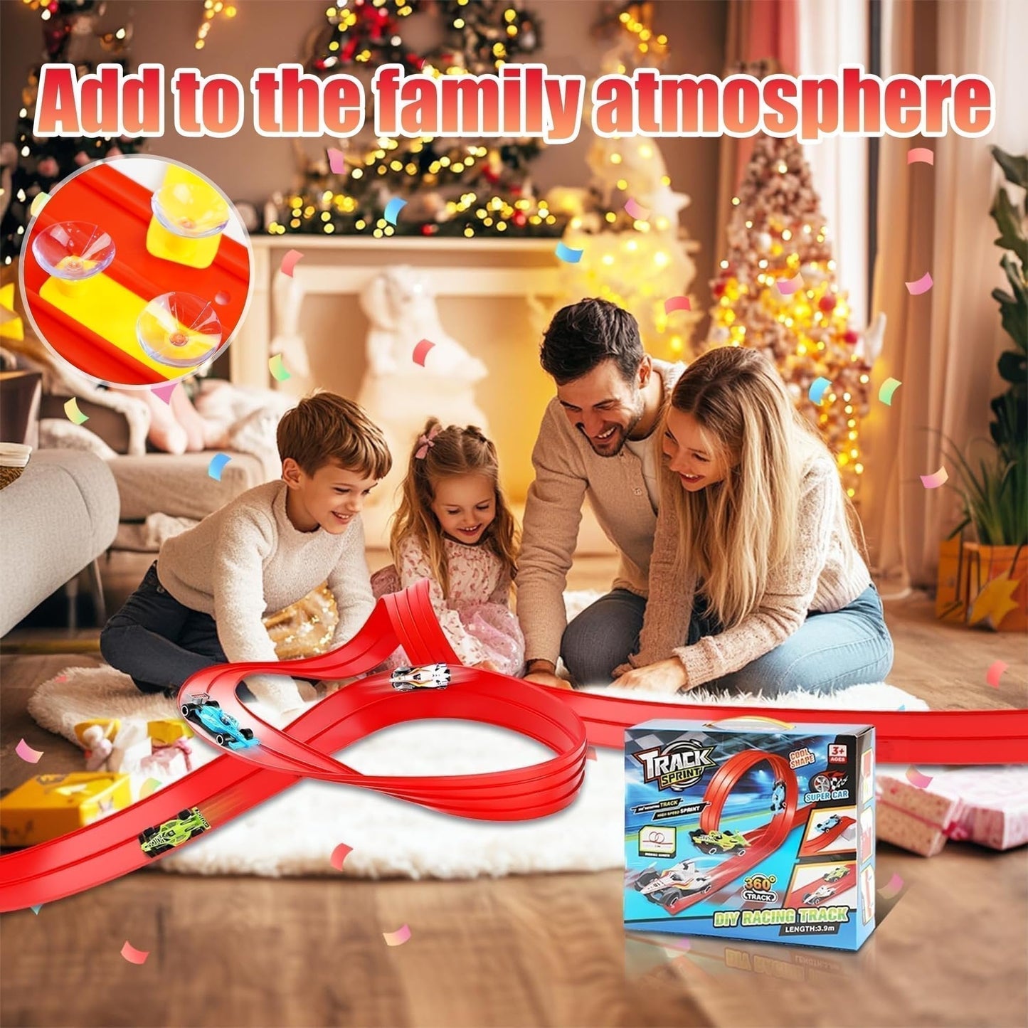 🏎️ FRÜHWEIHNACHTLICHER SONDERVERKAUF 50% RABATT! ✨ DIY-Rennbahn für Kinder aus Aluminiumlegierung mit Saugnäpfen - 360° Kurven mit 3 Schienen für Interaktiven Spielspaß 🚦🎮