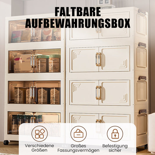 🏠Faltbare Aufbewahrungsbox mit Deckel,  Ebenen Halterungen mit Rädern für Küche Schlafzimmer Badezimmer Lager Küche Zuhause Aufbewahrung Stapelbarer Organizer