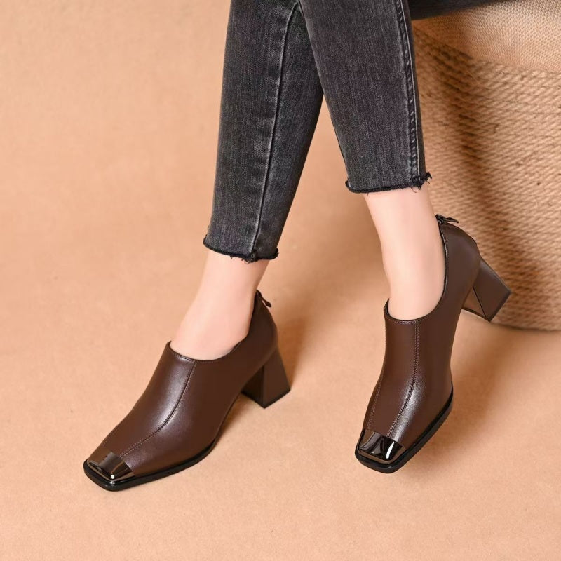 🔥Solange der Vorrat reicht 40 % Rabatt!🎉Damen Schuhe mit Karree-Spitze, Blockabsatz und Reißverschluss