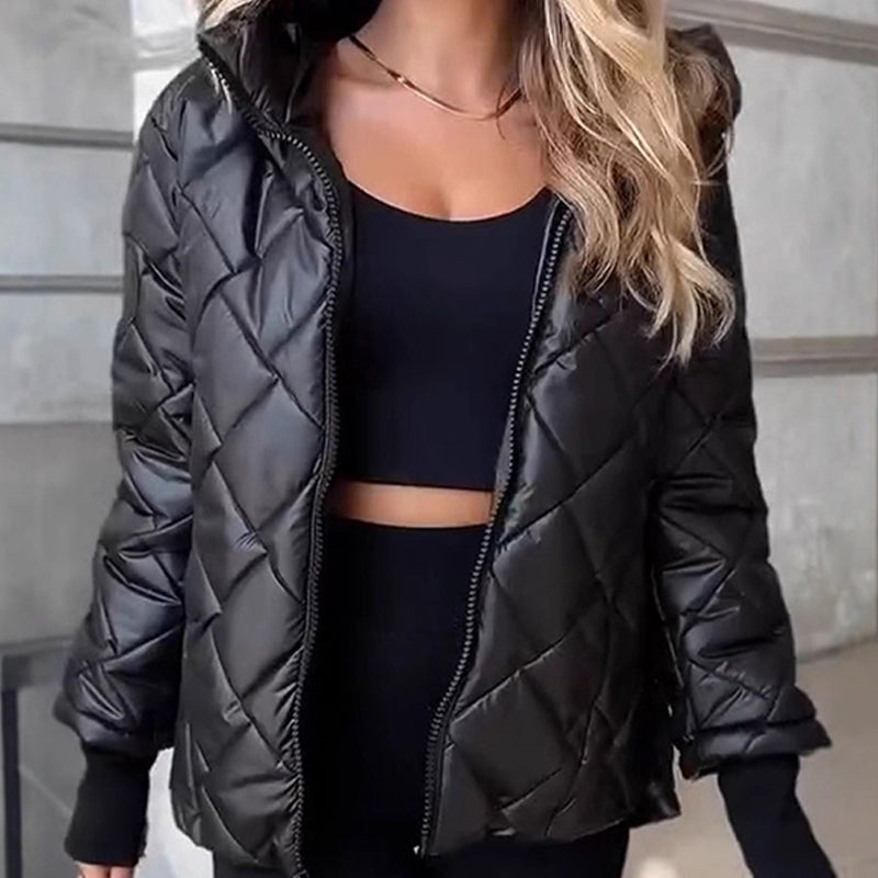 💖Damen Pufferjacke mit Diamant-Steppmuster