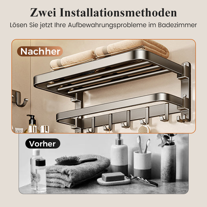 Klappbarer Handtuchhalter zur Wandmontage mit Haken