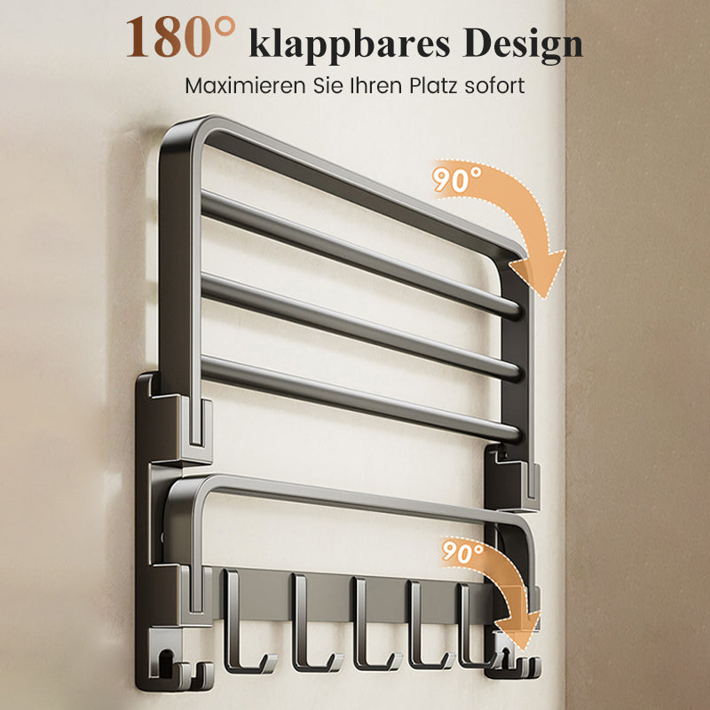 Klappbarer Handtuchhalter zur Wandmontage mit Haken