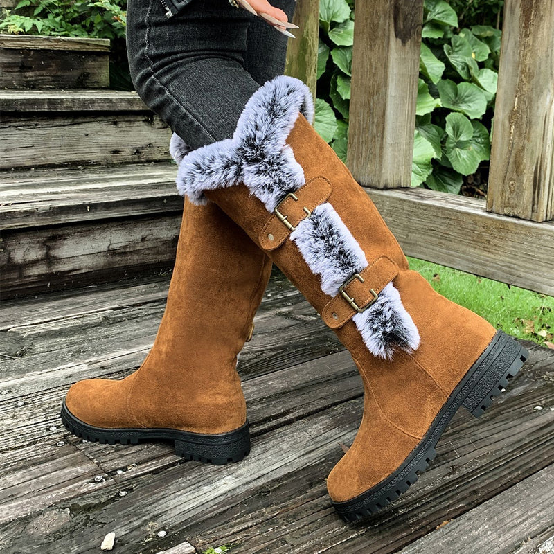 Damen Schneestiefel in mittlerer Wadenhöhe mit dicker Kunstplüsch-Fütterung
