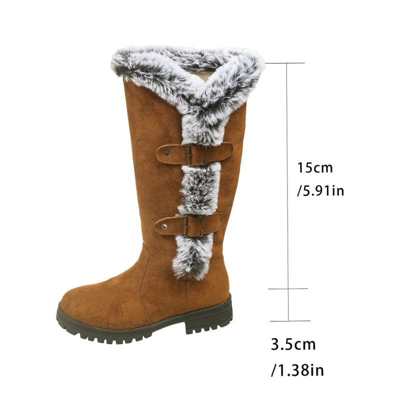 Damen Schneestiefel in mittlerer Wadenhöhe mit dicker Kunstplüsch-Fütterung