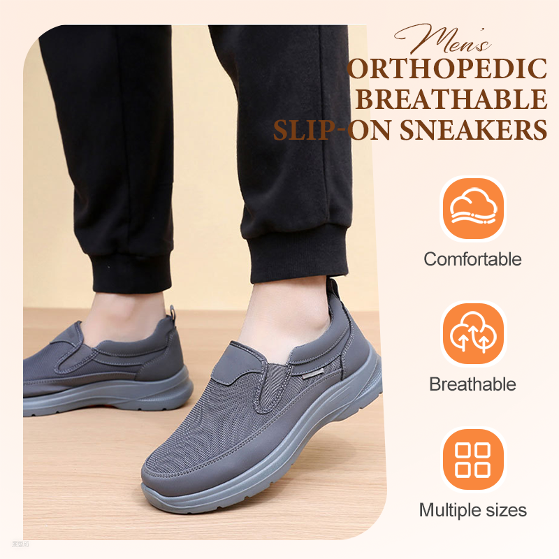 👟60% RABATT JETZT! ✨ Herren Orthopädische Atmungsaktive Slipper-Sneakers - Fußgewölbe Unterstützung mit Memory-Schaum Einlegesohlen für Ganzägigen Komfort 🏃‍♂️💨