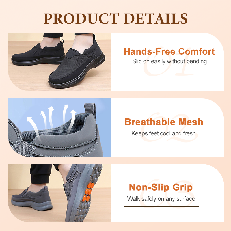👟60% RABATT JETZT! ✨ Herren Orthopädische Atmungsaktive Slipper-Sneakers - Fußgewölbe Unterstützung mit Memory-Schaum Einlegesohlen für Ganzägigen Komfort 🏃‍♂️💨