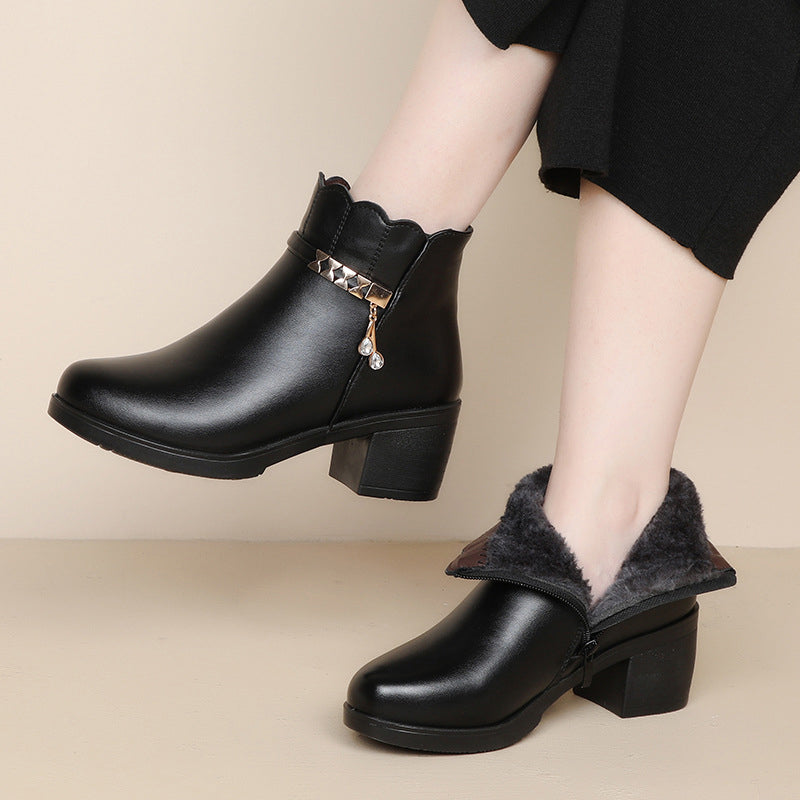 Damen-Winterstiefeletten mit Plüschfutter 【VERSANDKOSTENFREI】