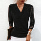 🔥Black Friday Mega-Ausverkauf  Hot Sale Offers-Women's Sparkle Crossover V-Neck Long Sleeve Top