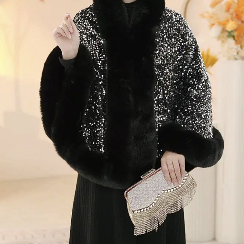 🎁Heißer Verkauf 50% Rabatt🧣Eleganter Kunstpelz-Pailletten-Schal für Damen