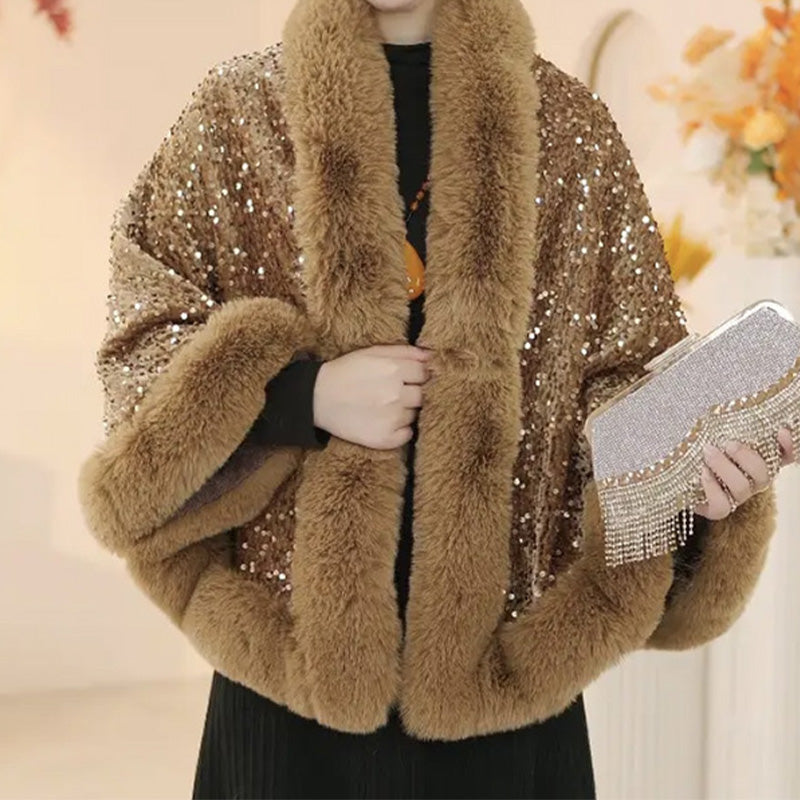 🎁Heißer Verkauf 50% Rabatt🧣Eleganter Kunstpelz-Pailletten-Schal für Damen