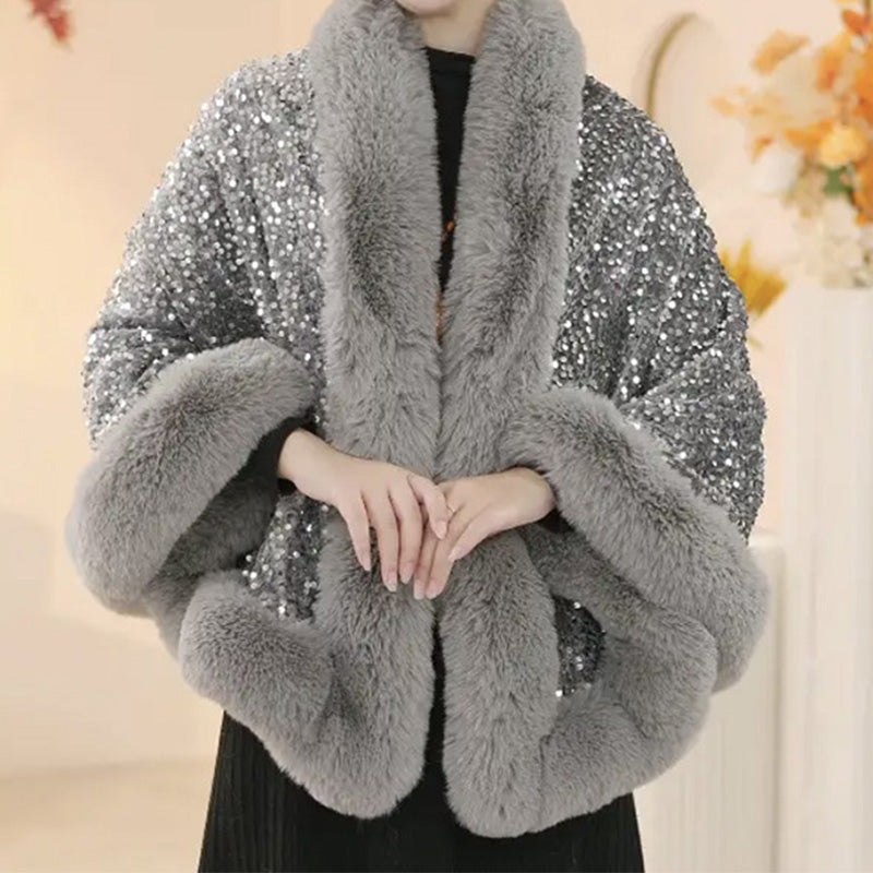 🎁Heißer Verkauf 50% Rabatt🧣Eleganter Kunstpelz-Pailletten-Schal für Damen
