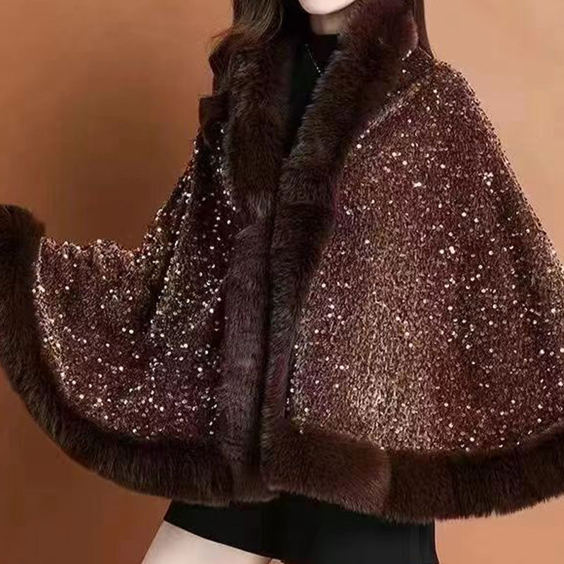 🎁Heißer Verkauf 50% Rabatt🧣Eleganter Kunstpelz-Pailletten-Schal für Damen