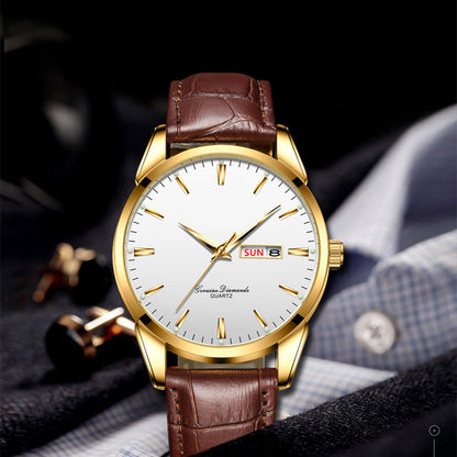 Klassische Armbanduhr für Damen und Herren mit Tages- und Datumsanzeige