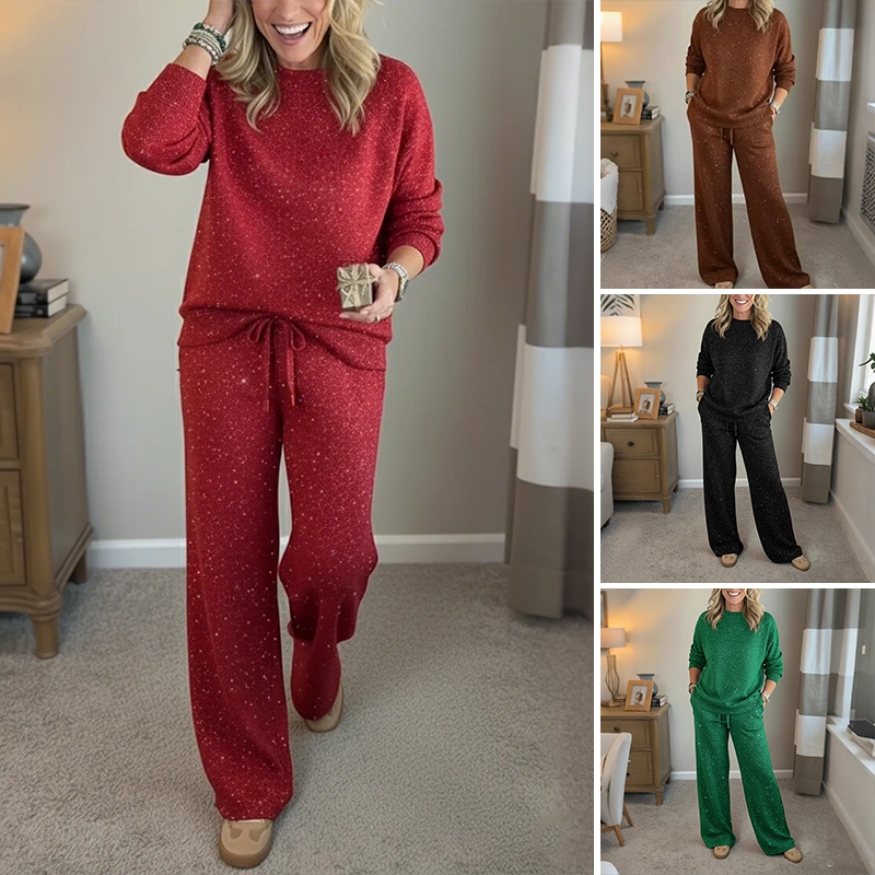 ⌛ Nur noch 3 Tage – 50 % auf alles! ⏰Damen-Glitzer-Zweiteiler: Pullover & Hose