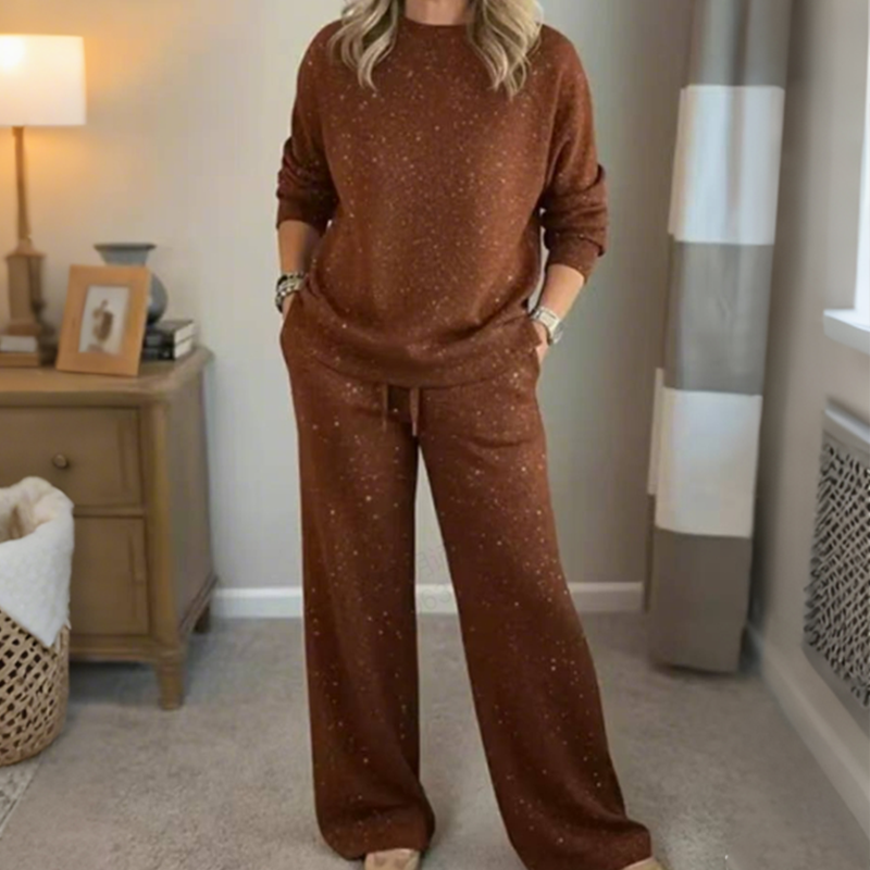 ⌛ Nur noch 3 Tage – 50 % auf alles! ⏰Damen-Glitzer-Zweiteiler: Pullover & Hose