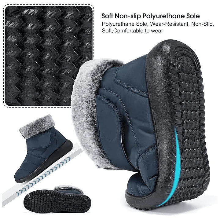 🎊Neujahrsverkauf🎊Warme, mit Fell gefütterte, wasserdichte Damen-Slip-On-Stiefel