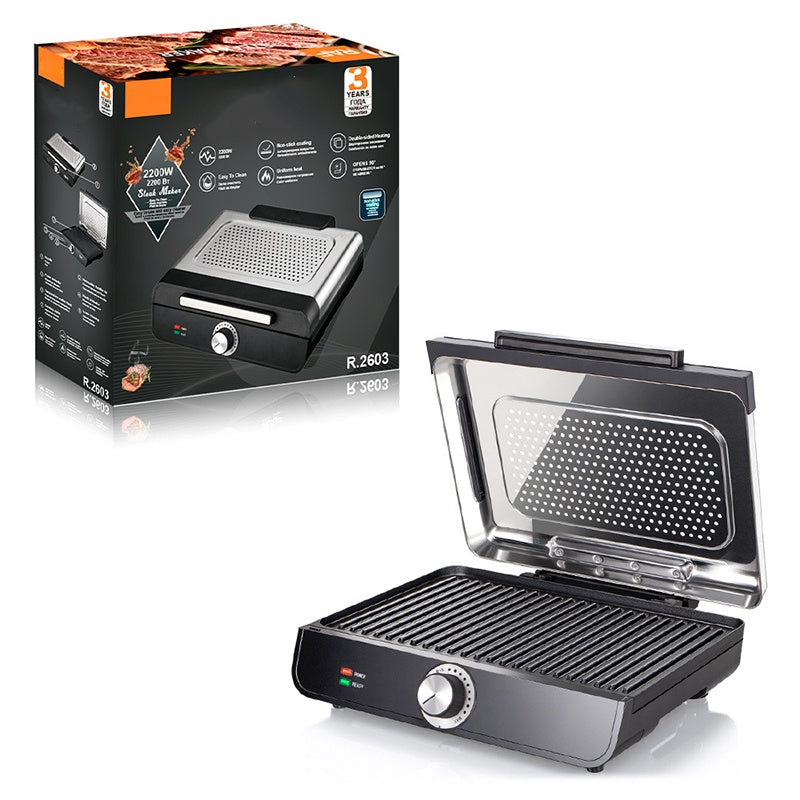 🔥2200W Rauchfreier Indoors Grill mit Antihaft-Grillplatte