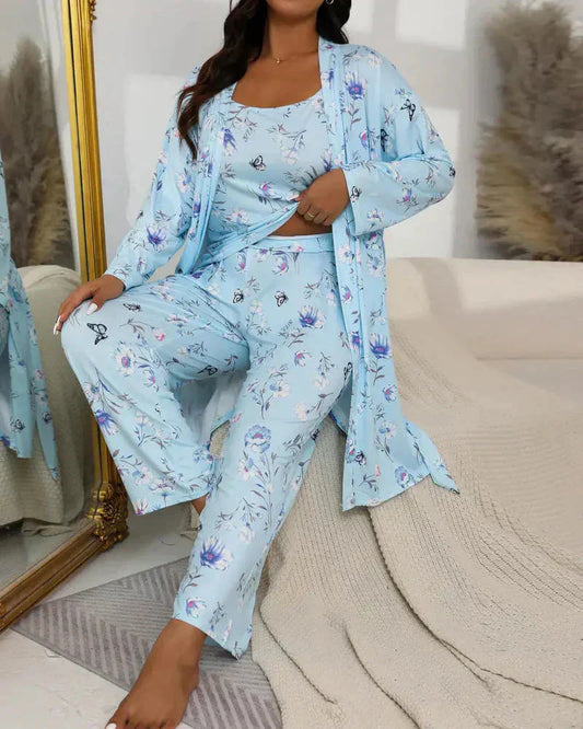 🎄 Weihnachtsverkauf 60 % RABATT🔥🔥Über 20.000 Stück verkauft!!🧥 🛌 Bequemes 3-teiliges Pyjama-Set – Bademantel, Hemd und lange Hose | Perfekt für entspannte Abende und als Geschenk🌟