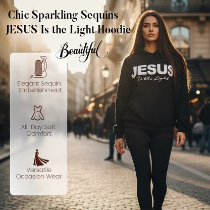 ✨🎅Weihnachtsangebote – Nur für kurze Zeit!⏰Stylishes funkelndes Strass-Hoodie "JESUS ist das Licht"