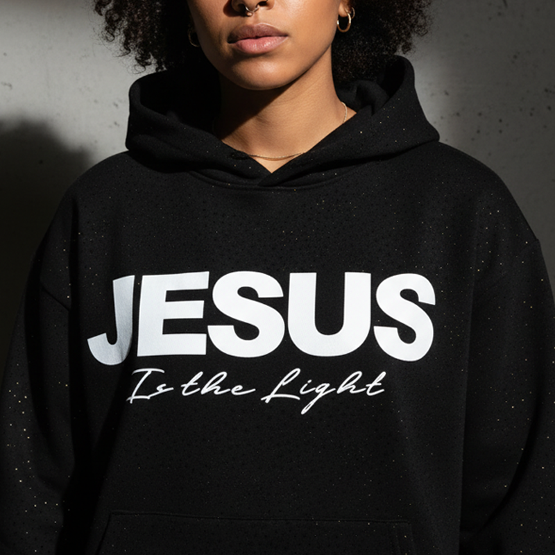 ✨🎅Weihnachtsangebote – Nur für kurze Zeit!⏰Stylishes funkelndes Strass-Hoodie "JESUS ist das Licht"