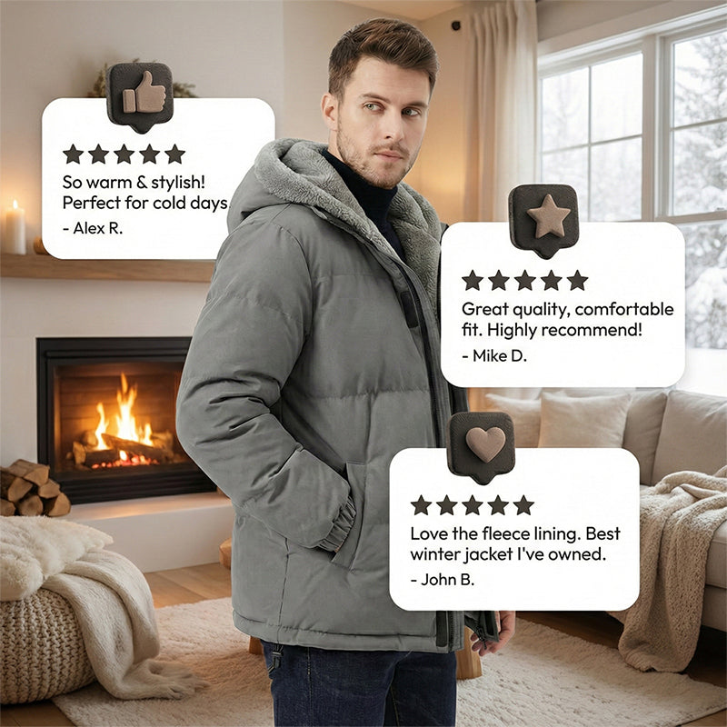 Kältebeständiger, winddichter Herrenmantel mit Kapuze und Thermofutter