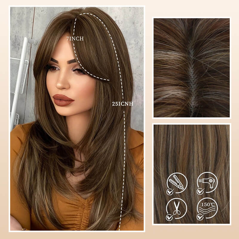 16-Zoll-Ombre-Blond-Spitzenfrontperücken für Frauen, wunderschöne flauschige Perücken mit stumpfem Pony, synthetische Perücken für Partys und den täglichen Gebrauch