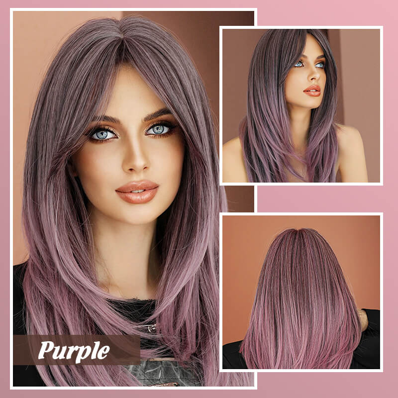 16-Zoll-Ombre-Blond-Spitzenfrontperücken für Frauen, wunderschöne flauschige Perücken mit stumpfem Pony, synthetische Perücken für Partys und den täglichen Gebrauch