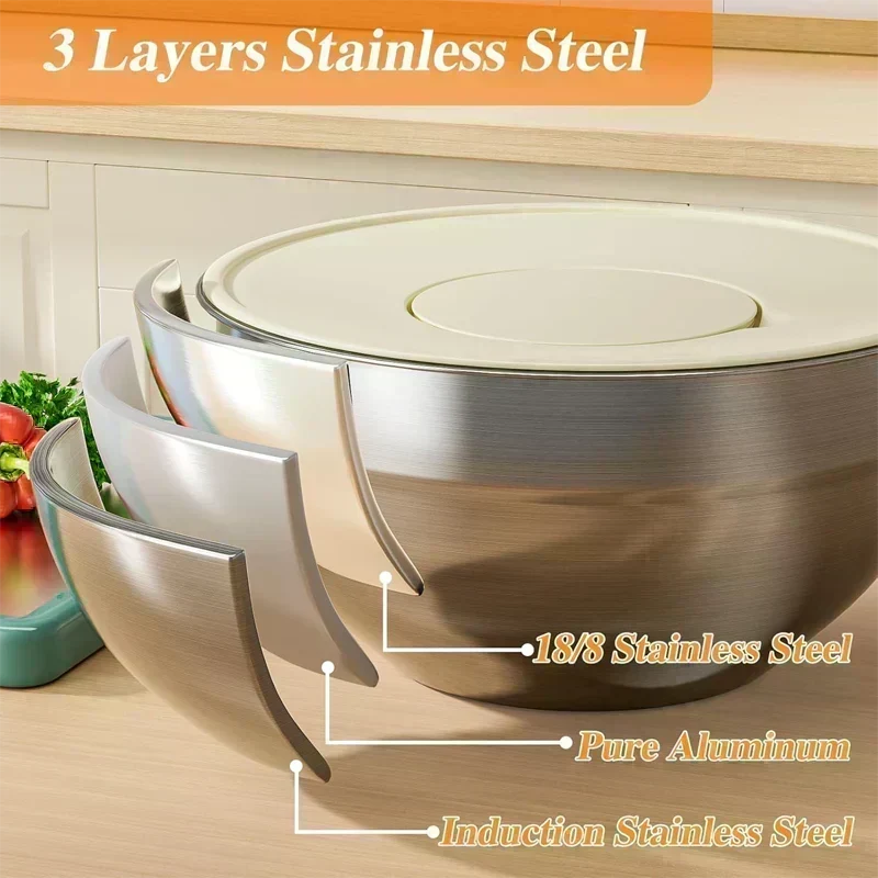 🛍️ 50% RABATT! 🥣 6-teiliges Edelstahl-Schüssel-Set mit Deckel – Spritzschutz, vielseitig & stapelbar – Ideal für Salat, Backen & Aufbewahrung ✨