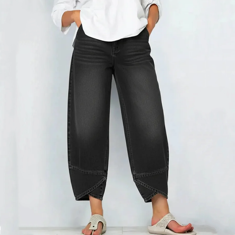 💥2026 HEISSER VERKAUF💥 Lässige Damen-Jeans mit weitem Bein und verkürztem Bein