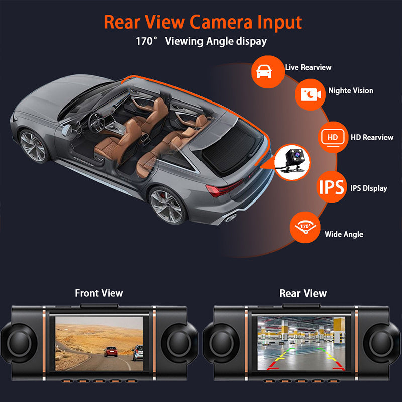 4-Channel HD Dashcam with Front Interior Rear Recording