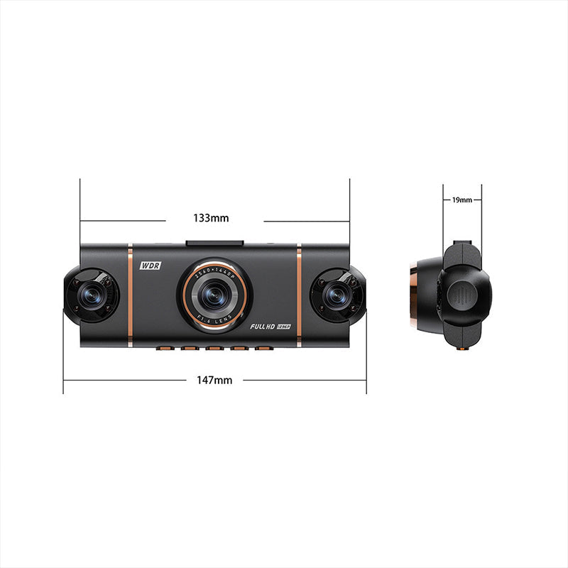 4-Channel HD Dashcam with Front Interior Rear Recording
